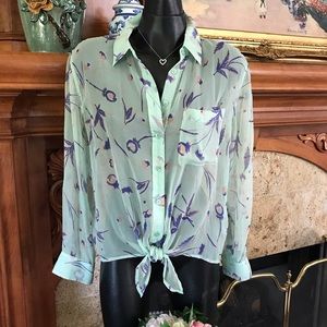 Equipment Silk Tie Front Top